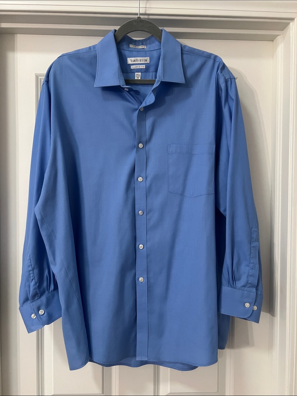 Van Heusen Men's Classic Fit Pin & Cord Blue Dress Shirt - Size 17.5 32/33